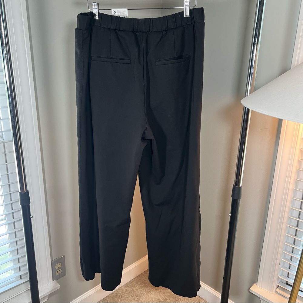 Universal Standard Tuxedo Stripe Wide Leg Ponte-like Pants Sz M Plus 18-20 Black